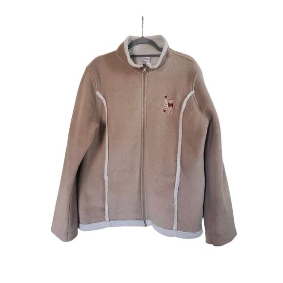 Walt Disney Disneyland Fleece Tan Full Zip Winnie the Pooh Jacket, Women's XL - Picture 1 of 13